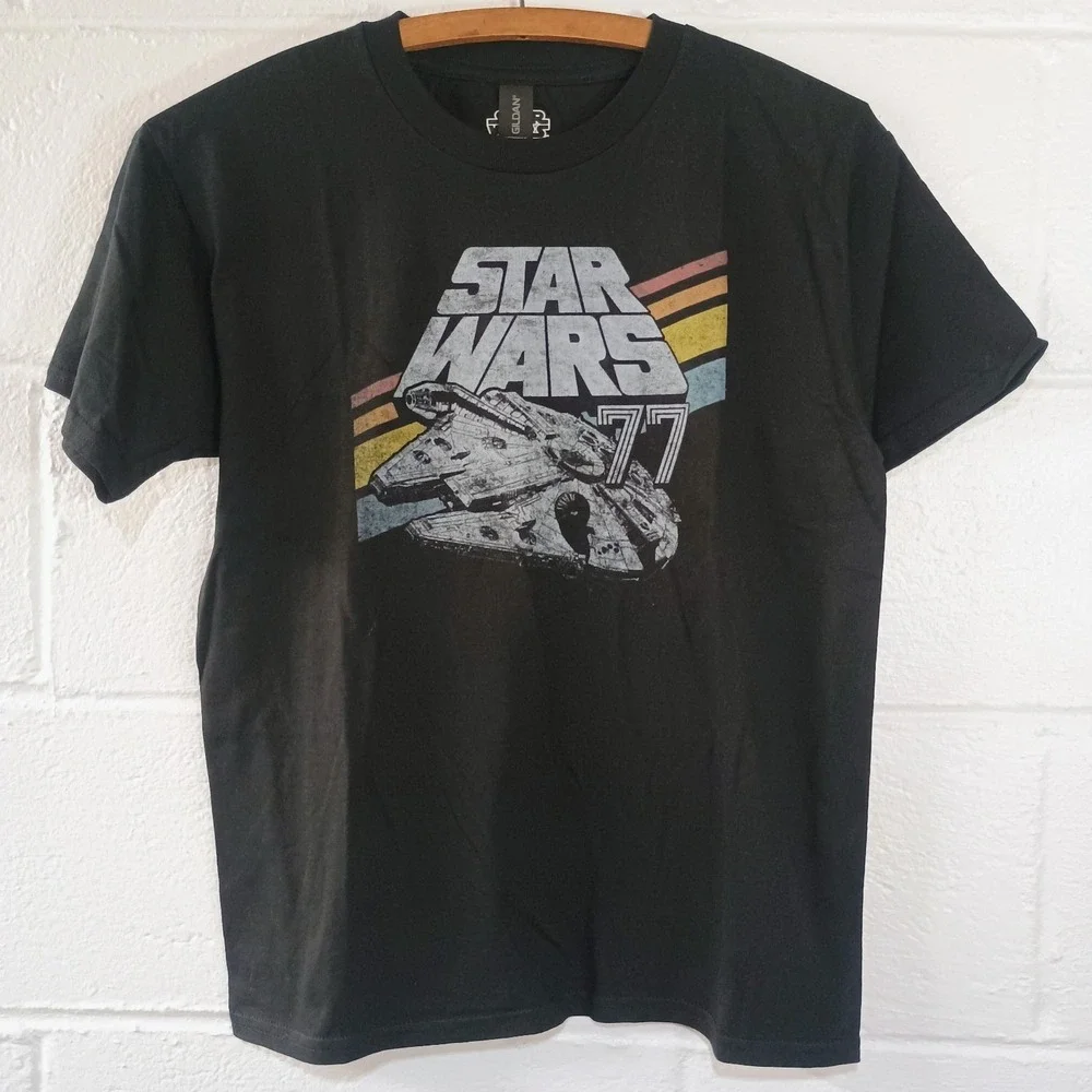Star Wars 77 Fighter Graphic Youth LARGE Black Short Sleeve T-shirt Tee Shirt